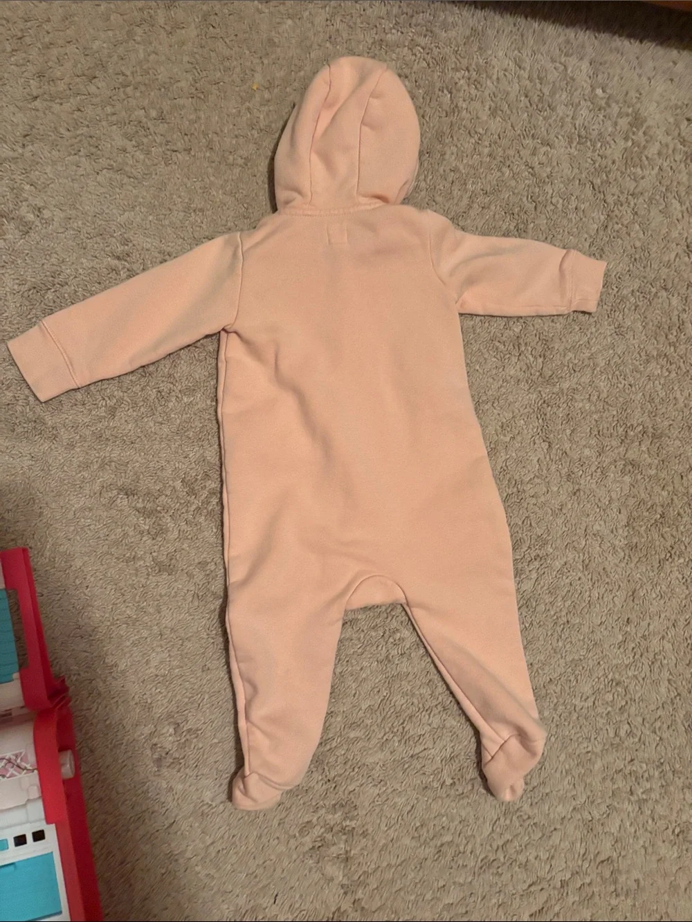 GAP Peach Hooded Footed One-Piece Romper